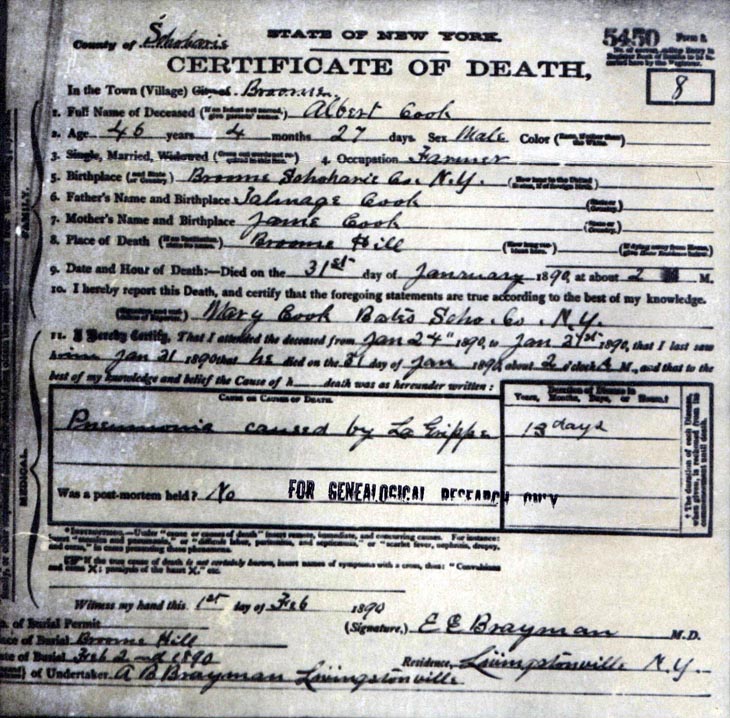 Albert Cook Death Certificate