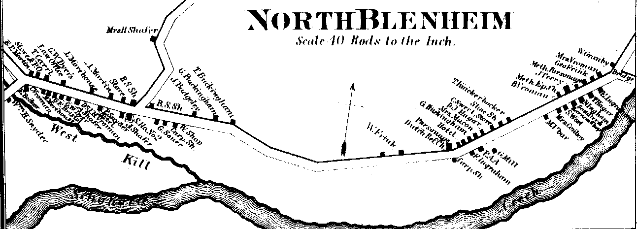 1866 Map - Village of North Blenheim, with surnames