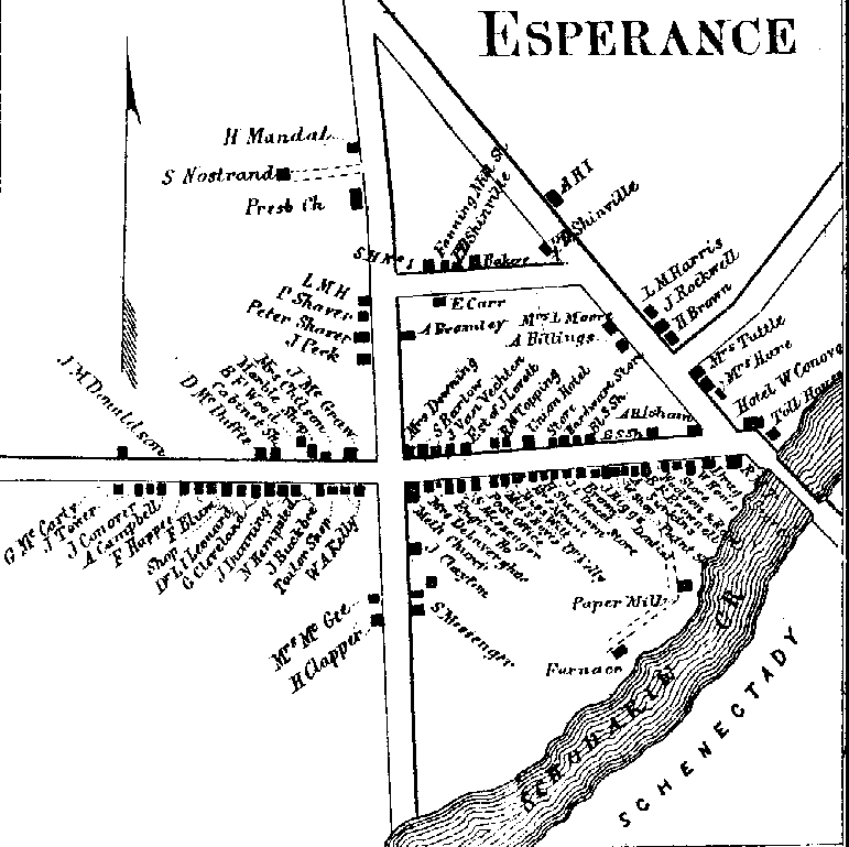1866 Map - Village of Esperance, with surnames
