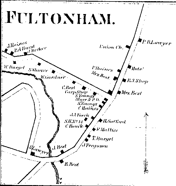 1866 Map - Village of Fultonham, with surnames