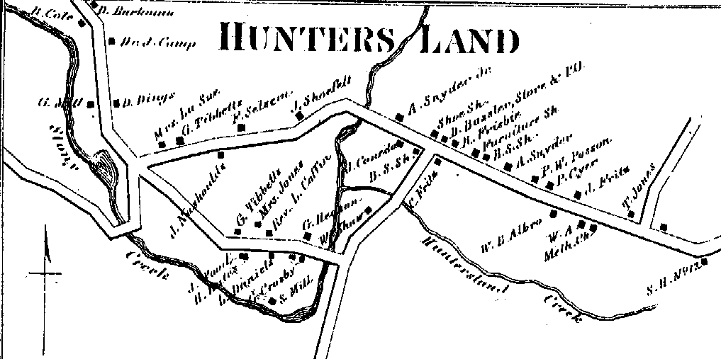 1866 Map - Village of Hunters Land, with surnames