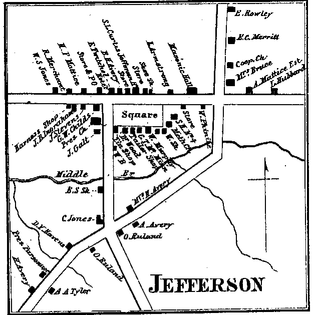 1866 Map - Village of Jefferson, with surnames