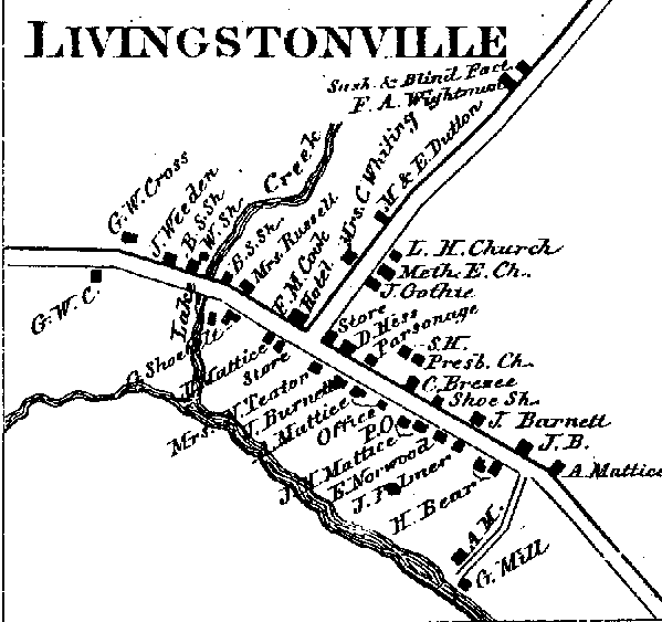 1866 Map - Village of livingstonville, with surnames