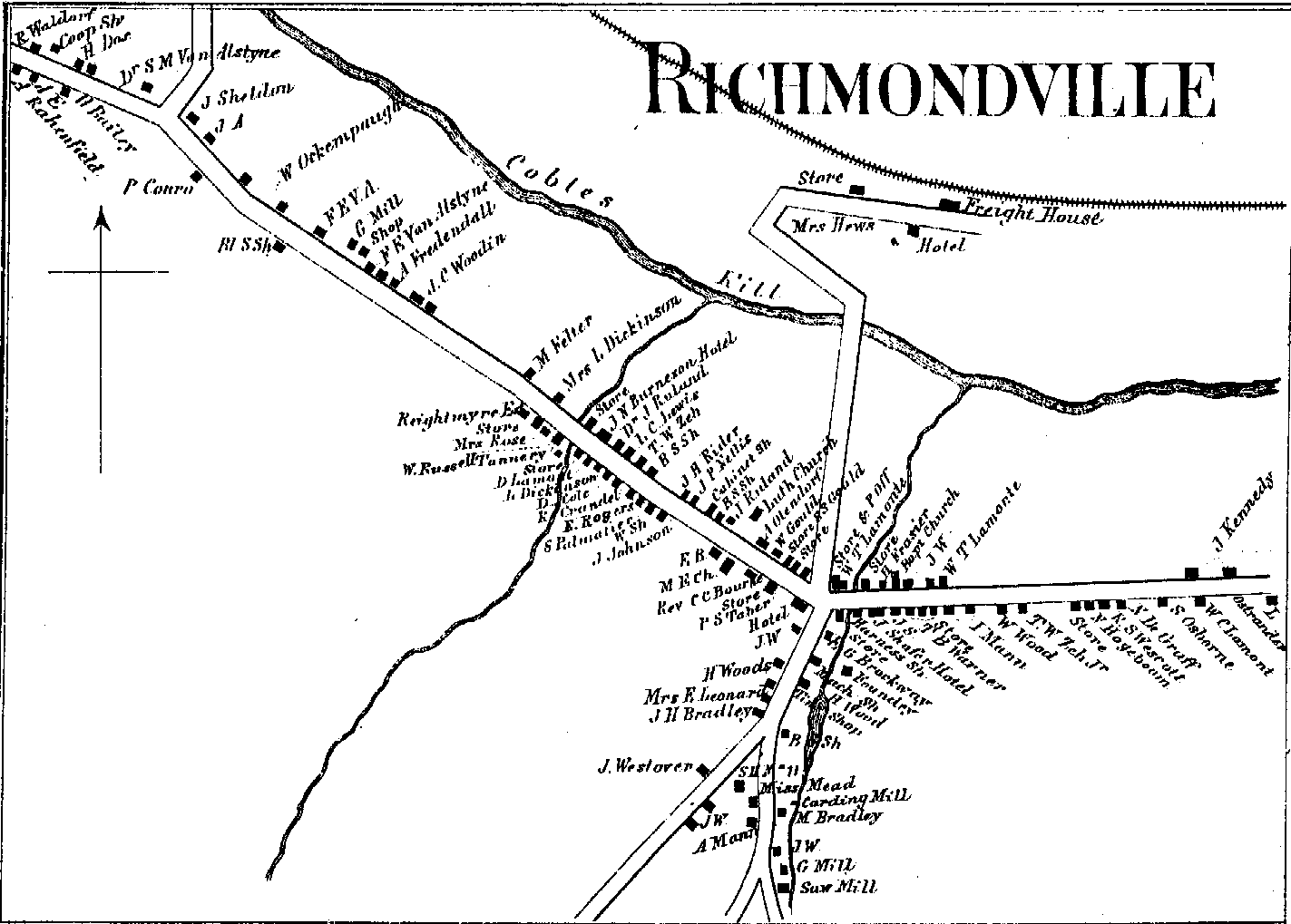 1866 Map - Village of Richmondville, with surnames