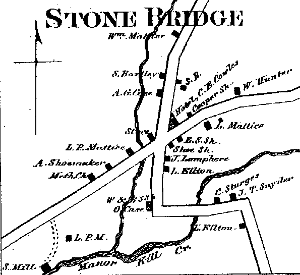 1866 Map - Village of Stone Bridge, with surnames